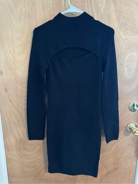 Leith Black Long-Sleeve Cutout Knit Dress